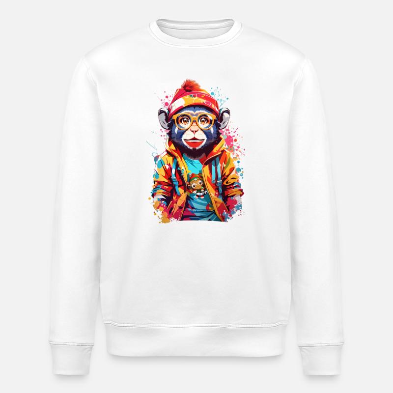 Cool monkey - Stanley/Stella ROLLER Unisex Organic Sweatshirt - white