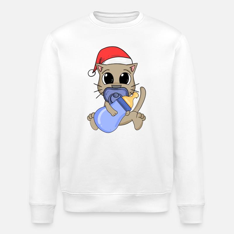 Katze Baby Weihnachten - Stanley/Stella Unisex Bio-Sweatshirt ROLLER - Weiß