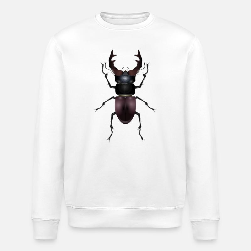 prächtiger Hirschkäfer von Hand gezeichnet - Stanley/Stella Unisex Bio-Sweatshirt ROLLER - Weiß