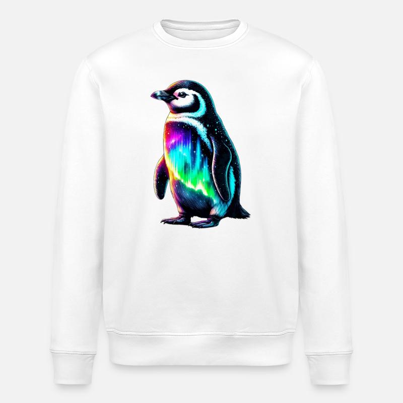 Aurora Borealis Pinguin - Stanley/Stella Unisex Bio-Sweatshirt ROLLER - Weiß