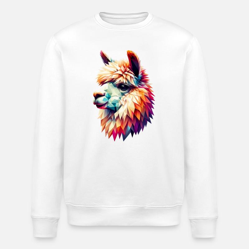 Polygonales Alpaka - Stanley/Stella Unisex Bio-Sweatshirt ROLLER - Weiß
