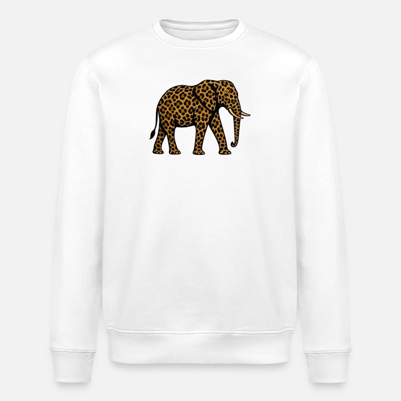 Leopard Elephant Pattern - Stanley/Stella ROLLER Unisex Organic Sweatshirt - white