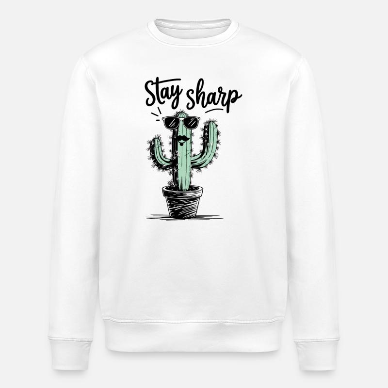 Humorvoller Kaktus mit Sonnenbrille - Stanley/Stella Unisex Bio-Sweatshirt ROLLER - Weiß