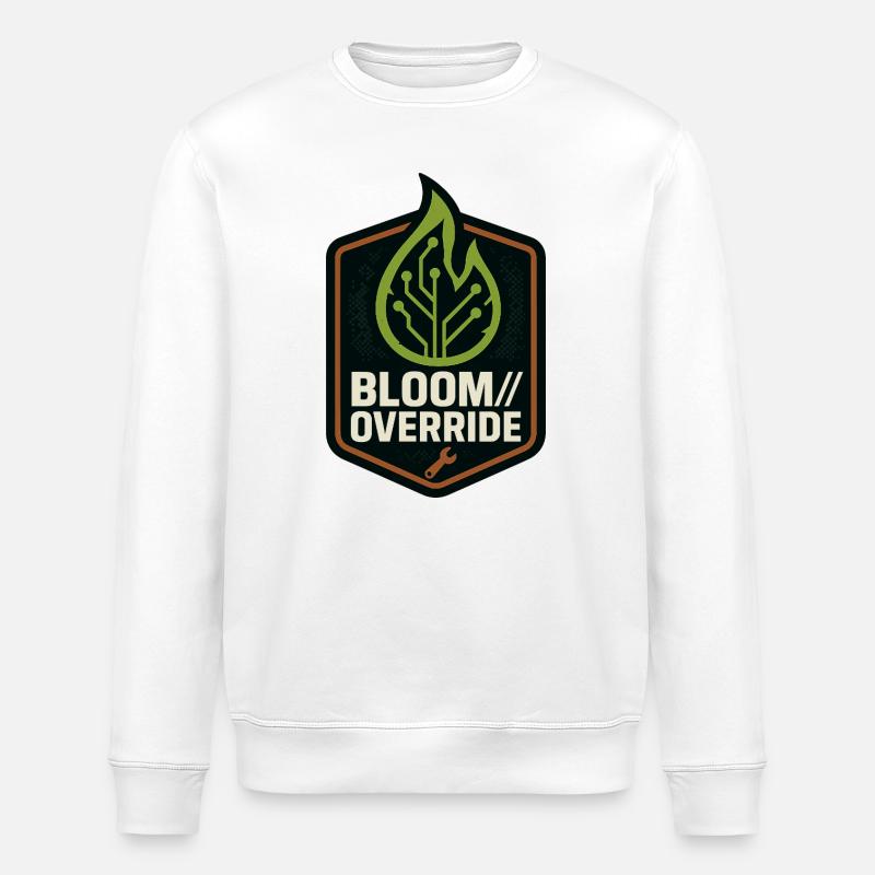 Bloom // Override – Solarpunk Emblem - Stanley/Stella Unisex Bio-Sweatshirt ROLLER - Weiß