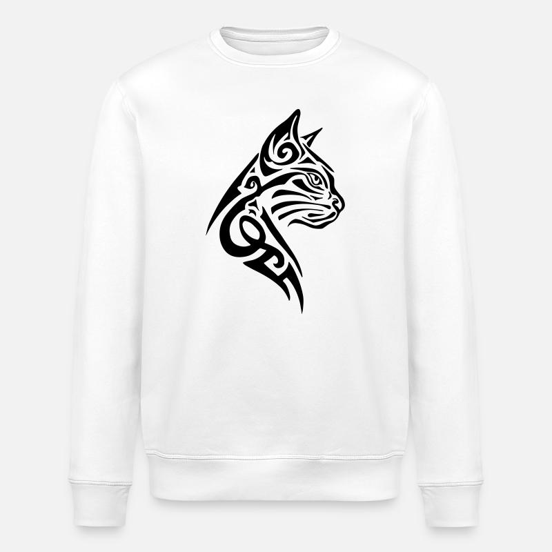 Katze Tribal Tattoo - Stanley/Stella Unisex Bio-Sweatshirt ROLLER - Weiß