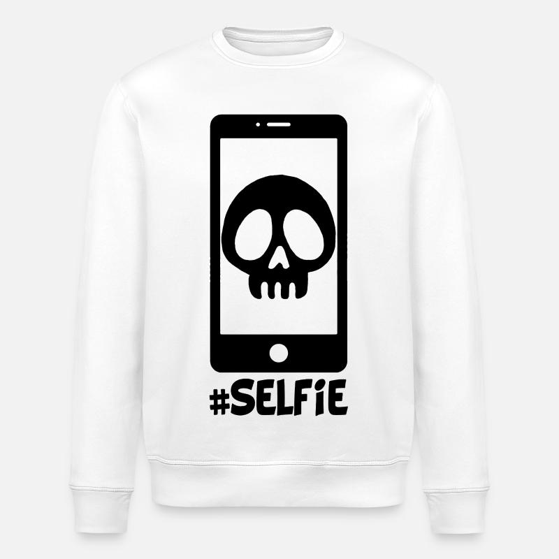 Selfie d'un crâne noir - Sweat bio ROLLER Stanley/Stella Unisexe - blanc