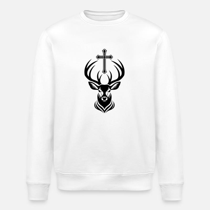 Saint-Hubert – Le cerf à la croix - Sweat bio ROLLER Stanley/Stella Unisexe - blanc