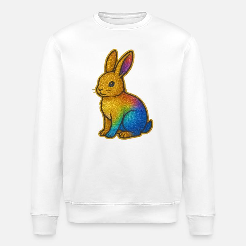 Bunter Glitzerhase - Stanley/Stella Unisex Bio-Sweatshirt ROLLER - Weiß