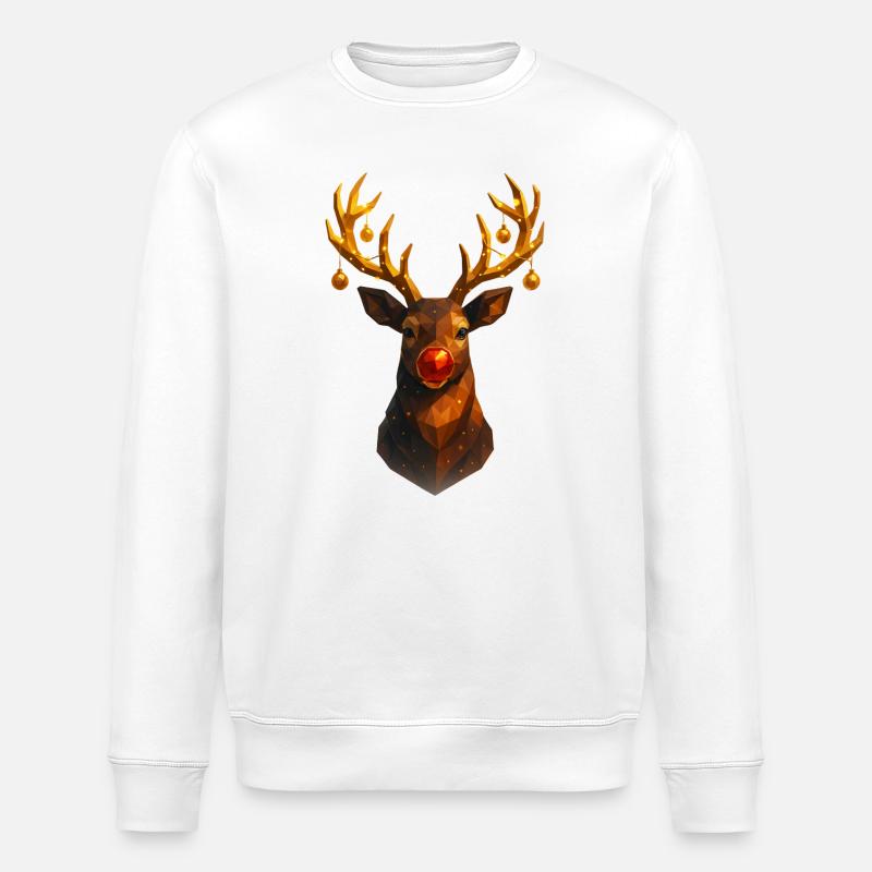 Renne de Noël Low Poly - Sweat bio ROLLER Stanley/Stella Unisexe - blanc