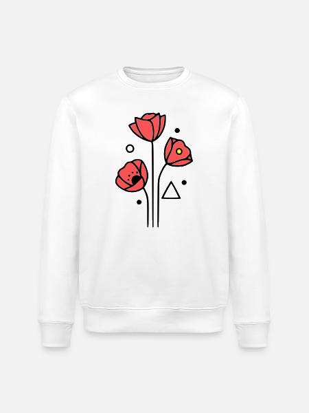 Poppy-Poppies-Minimalist-Line-Art-4 - Stanley/Stella ROLLER Unisex Organic Sweatshirt - white