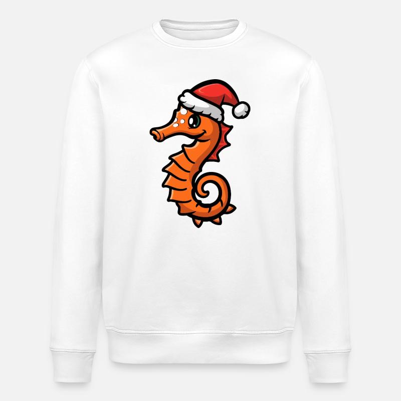 Seepferd Weihnachten - Stanley/Stella Unisex Bio-Sweatshirt ROLLER - Weiß