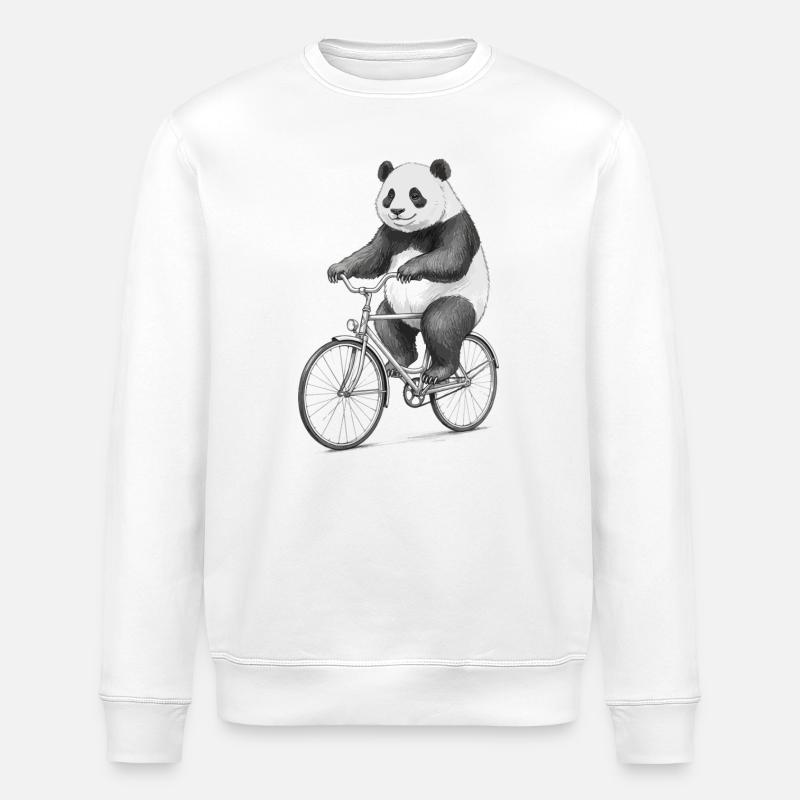 Panda à vélo - Sweat bio ROLLER Stanley/Stella Unisexe - blanc