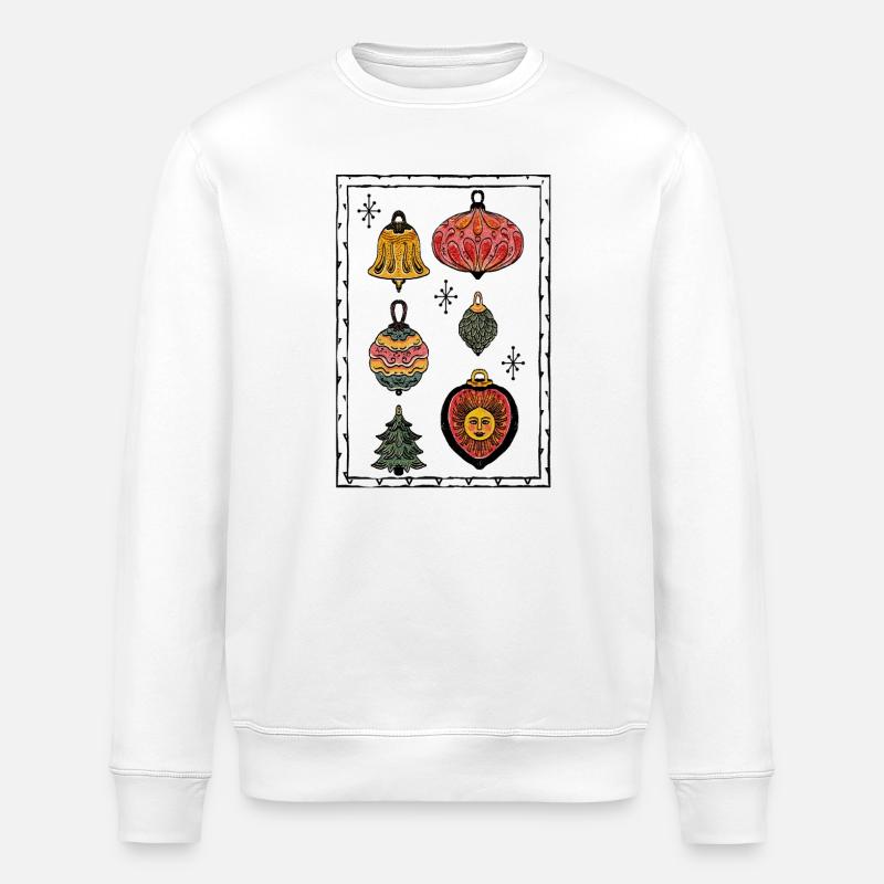 Bunte Weihnachtsornamente  - Stanley/Stella Unisex Bio-Sweatshirt ROLLER - Weiß