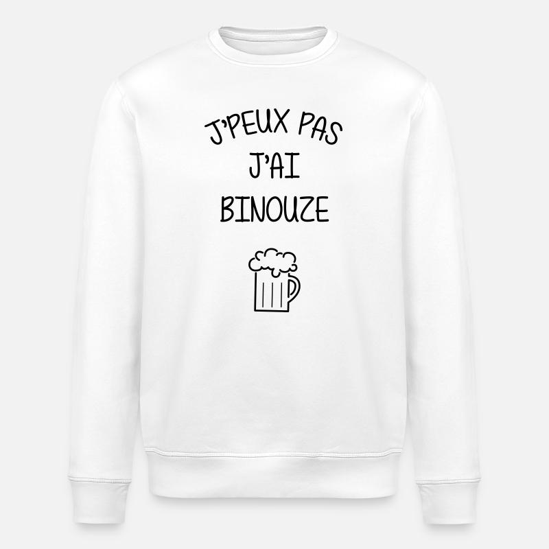 J'peux pas j'ai binouze - alcool - Sweat bio ROLLER Stanley/Stella Unisexe - blanc