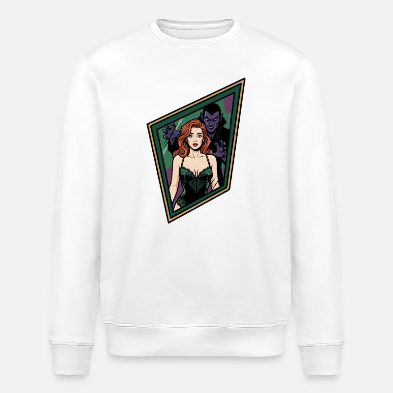 Pin-up rousse avec vampire - Sweat bio ROLLER Stanley/Stella Unisexe - blanc