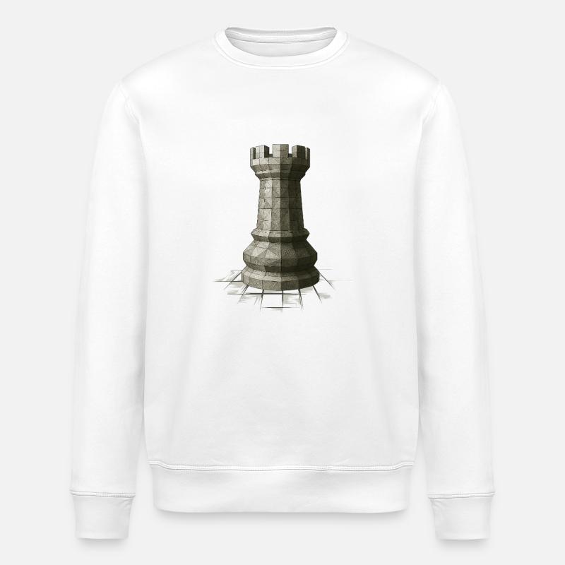 Chess Tower – Mighty Rook Figure Design - Stanley/Stella ROLLER Unisex Organic Sweatshirt - white