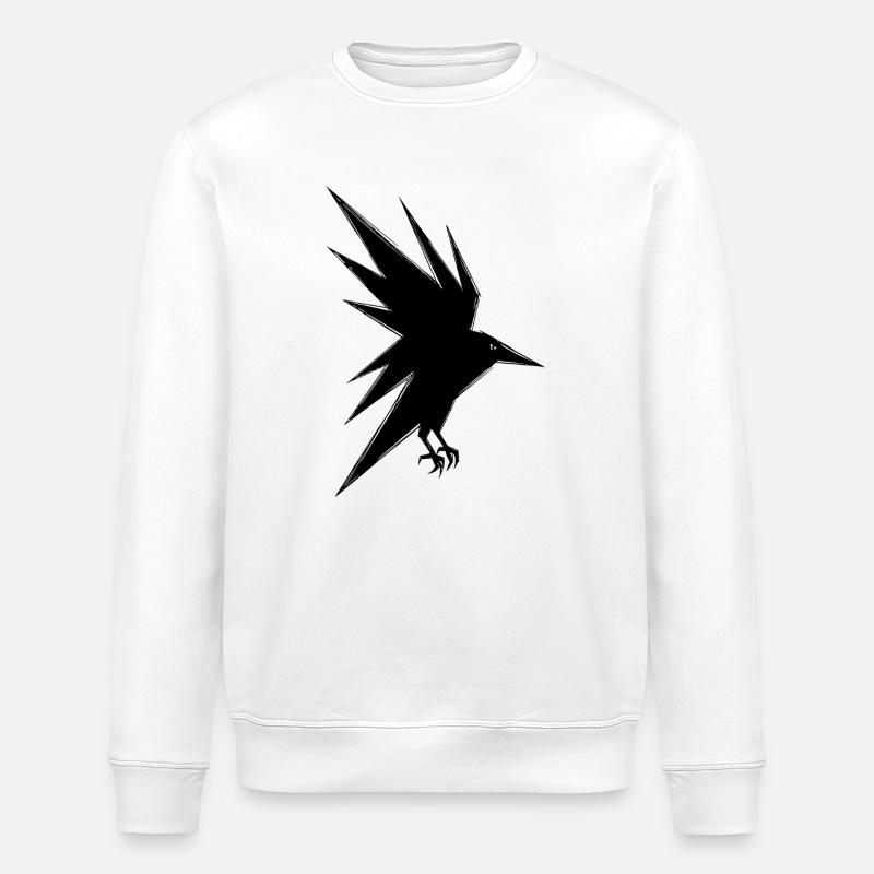 Abstrakter schwarzer Rabe im Flug - Stanley/Stella Unisex Bio-Sweatshirt ROLLER - Weiß