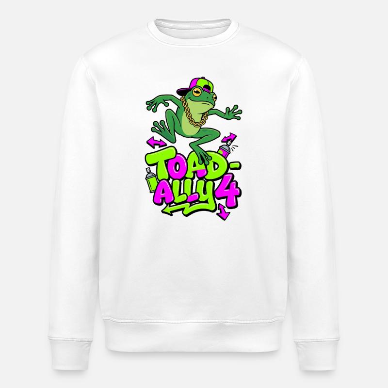 Toad-Ally 4 Coole Kröte - Stanley/Stella Unisex Bio-Sweatshirt ROLLER - Weiß