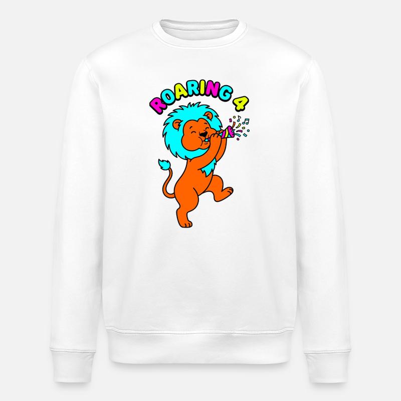 Anniversaire de Roaring 4 Lion - Sweat bio ROLLER Stanley/Stella Unisexe - blanc