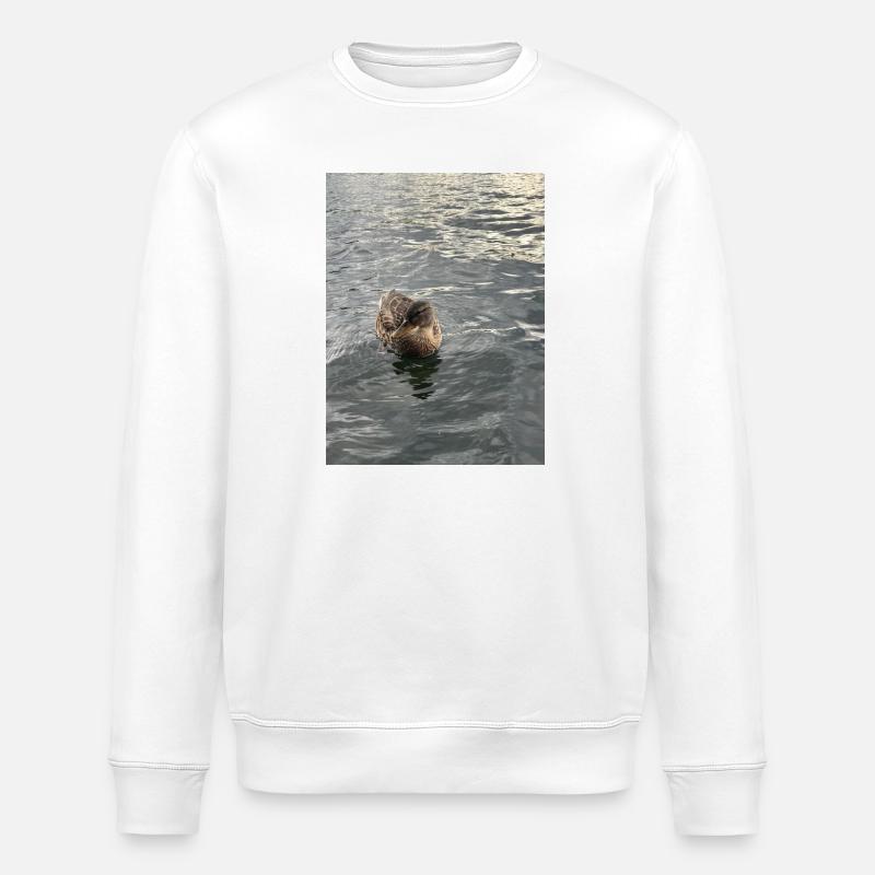 Ente auf ruhigem Wasser - Stanley/Stella Unisex Bio-Sweatshirt ROLLER - Weiß