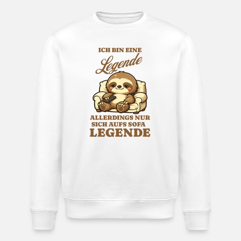 Sloth Series Evening Sofa Saying Funny - Stanley/Stella ROLLER Unisex Organic Sweatshirt - white