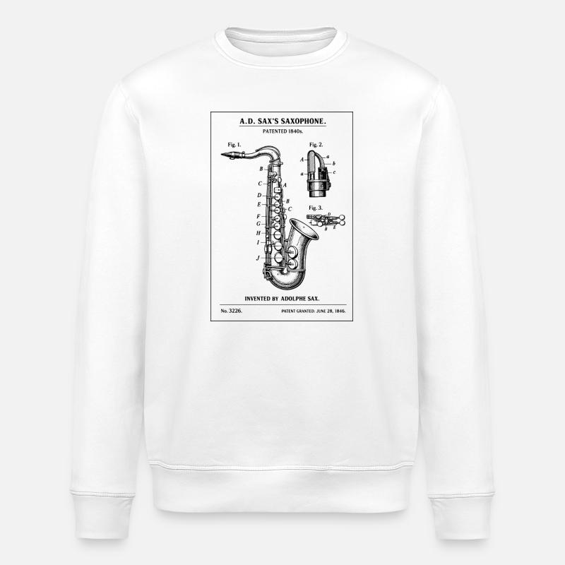 Saxophone Instrument Blueprint Patentdesign - Stanley/Stella Unisex Bio-Sweatshirt ROLLER - Weiß