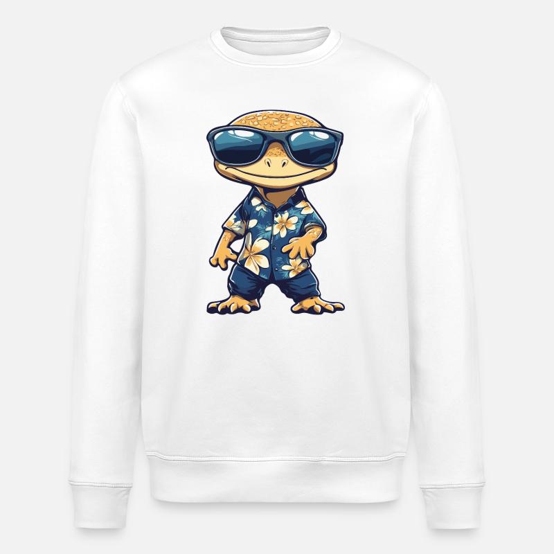 Lizard Comic Vacation - Stanley/Stella ROLLER Unisex Organic Sweatshirt - white