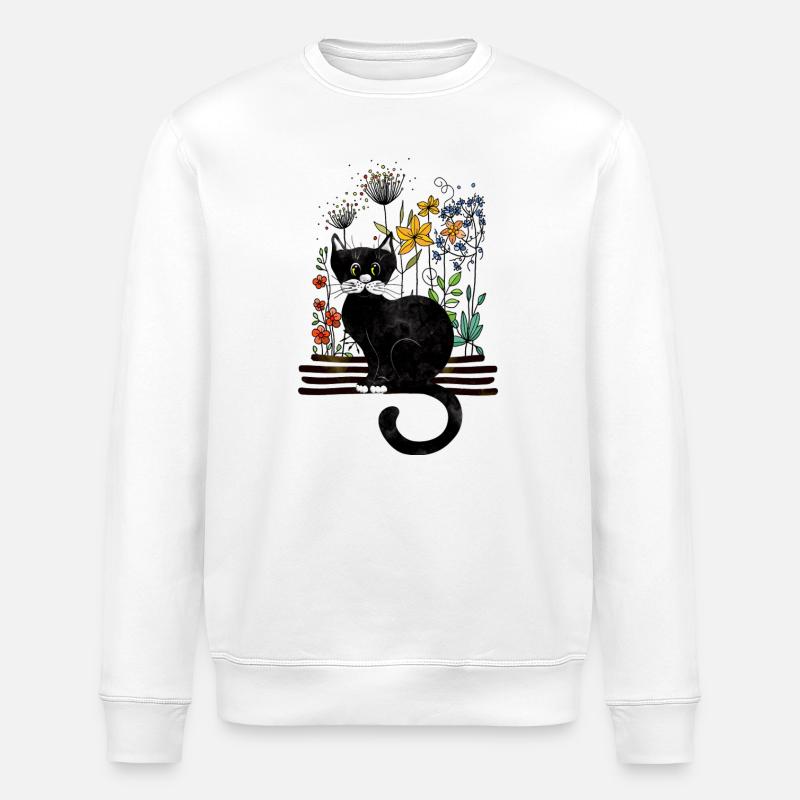 Katze - Stanley/Stella Unisex Bio-Sweatshirt ROLLER - Weiß