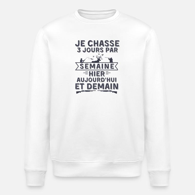 Humour chasse chasseur - Sweat bio ROLLER Stanley/Stella Unisexe - blanc