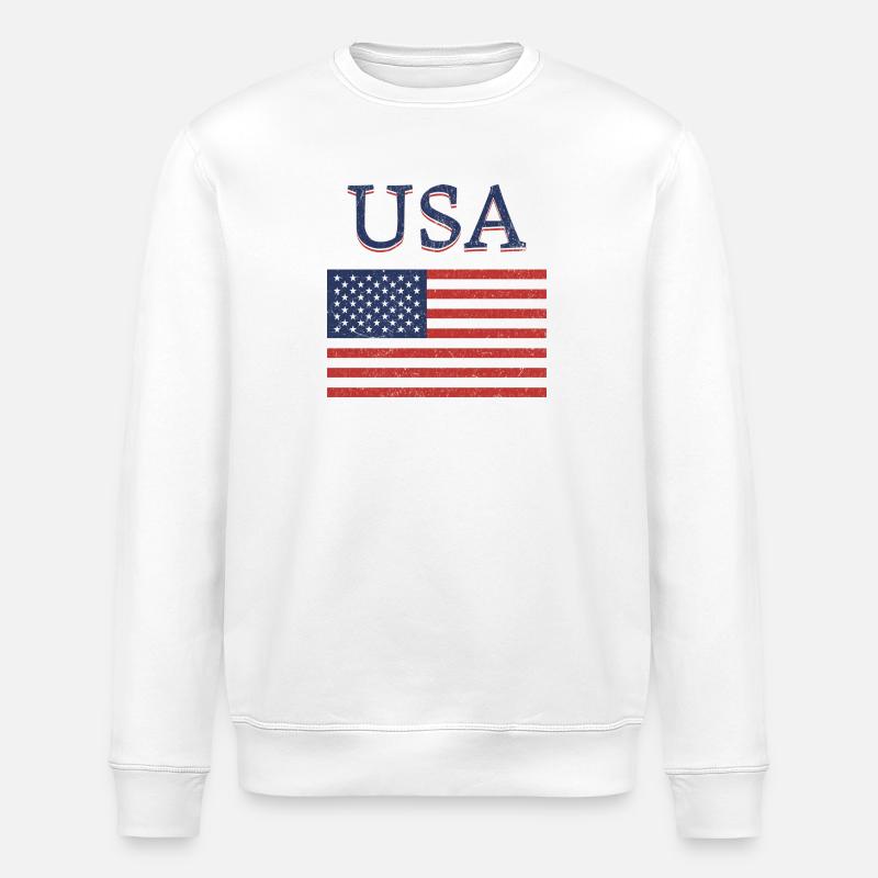 USA-Flagge - Stanley/Stella Unisex Bio-Sweatshirt ROLLER - Weiß