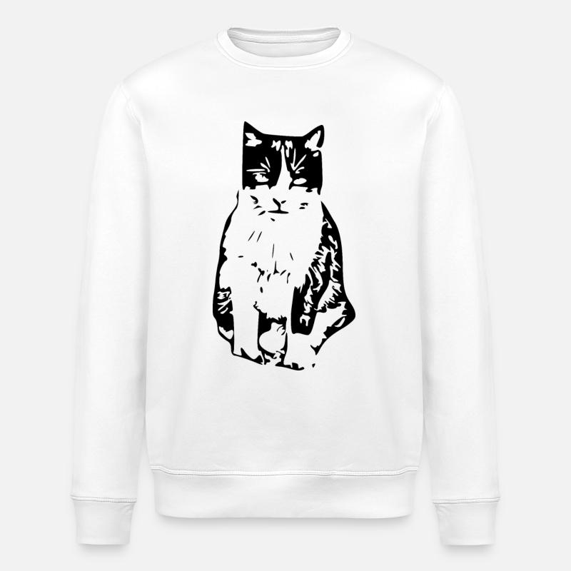 Katze schwarz - Stanley/Stella Unisex Bio-Sweatshirt ROLLER - Weiß