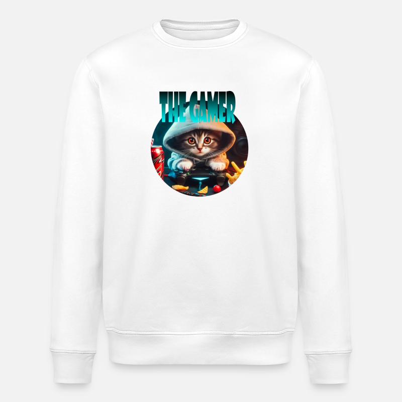 Chat Gamer - Sweat bio ROLLER Stanley/Stella Unisexe - blanc