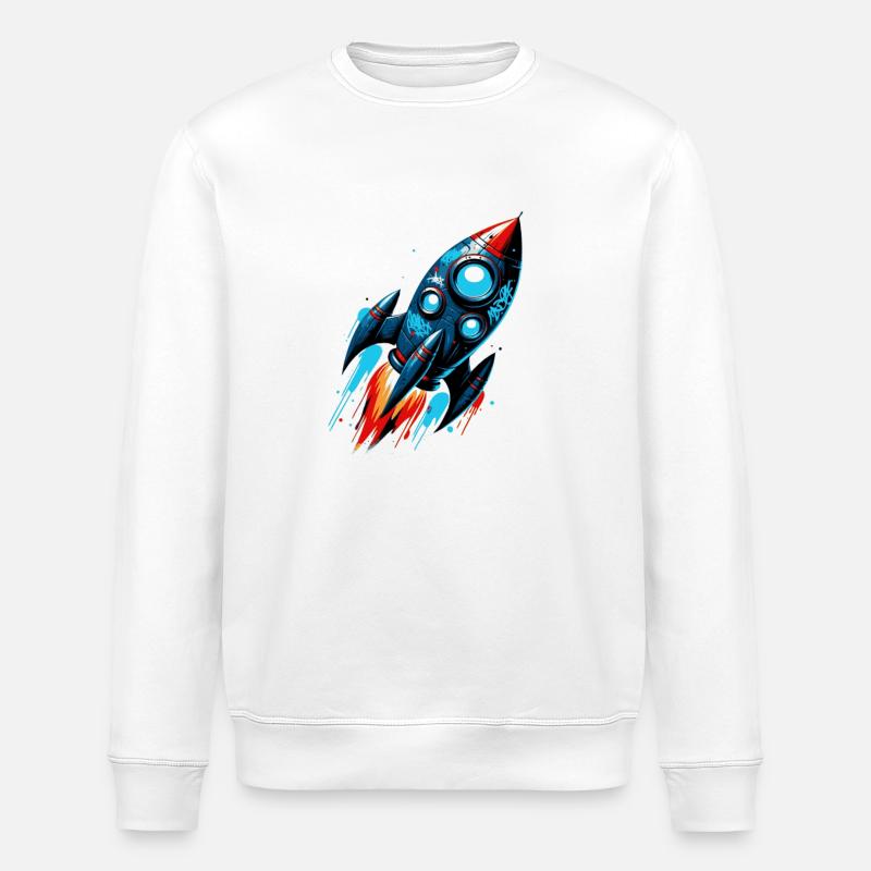 Rocket Man Rocket Launch - Stanley/Stella ROLLER Unisex Organic Sweatshirt - white
