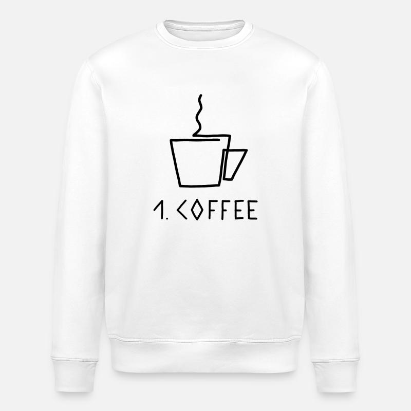 First Coffee Coffee First - Stanley/Stella ROLLER Unisex Organic Sweatshirt - white