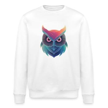 Bunte Eule im holographischen Design - Stanley/Stella Unisex Bio-Sweatshirt ROLLER - Weiß - Vorne - Nik (191cm)