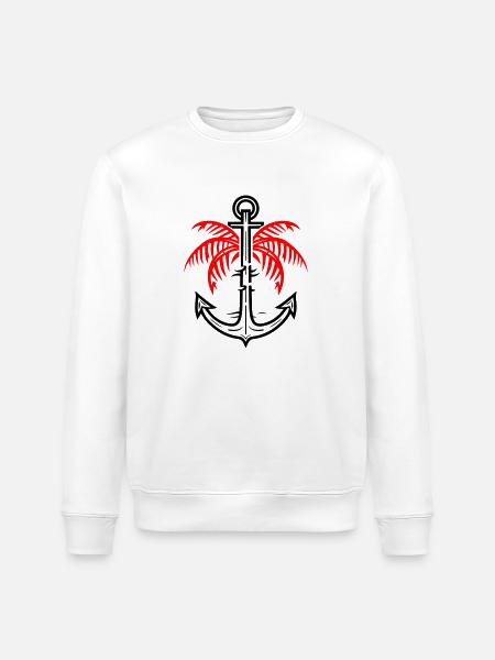 Palm Tree Anchor Icon - Stanley/Stella ROLLER Unisex Organic Sweatshirt - white
