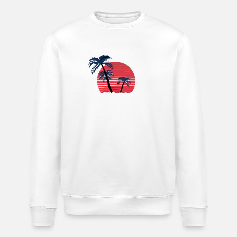 Sunset with palm trees - Stanley/Stella ROLLER Unisex Organic Sweatshirt - white