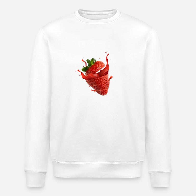 Strawberry with splash - Stanley/Stella ROLLER Unisex Organic Sweatshirt - white