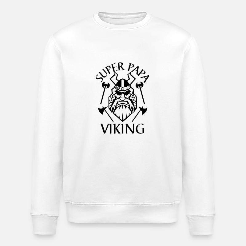 SUPER PAPA VIKING 1 - Sweat bio ROLLER Stanley/Stella Unisexe - blanc