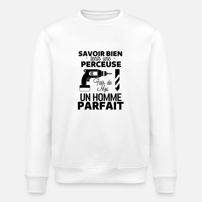 Perceuse percer charpentier - Sweat bio ROLLER Stanley/Stella Unisexe - blanc