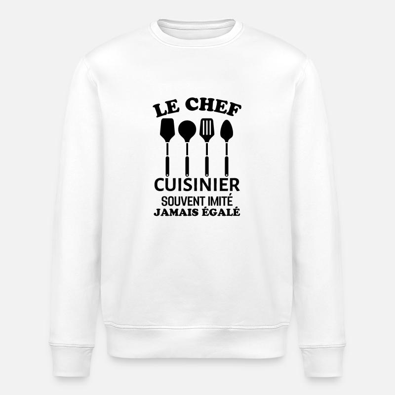 Chef cuisinier 2 - Sweat bio ROLLER Stanley/Stella Unisexe - blanc