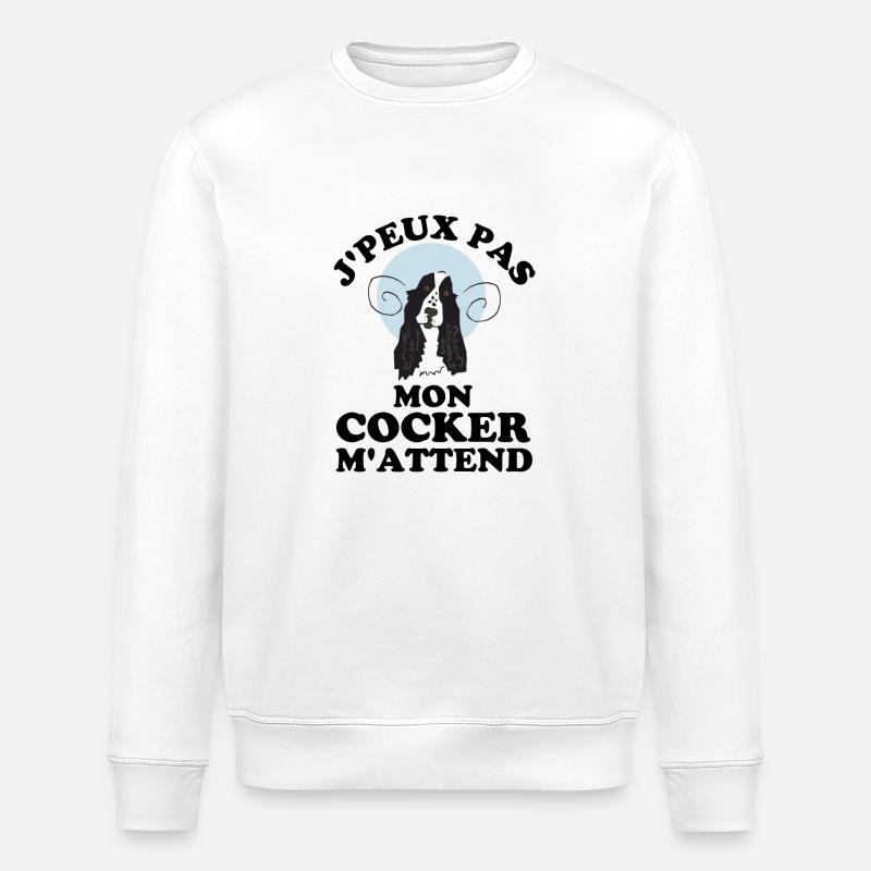 Drôle chien cocker - Sweat bio ROLLER Stanley/Stella Unisexe - blanc