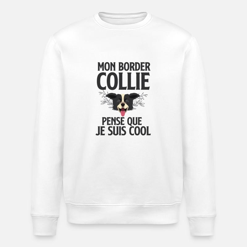 Mon Border collie - Sweat bio ROLLER Stanley/Stella Unisexe - blanc