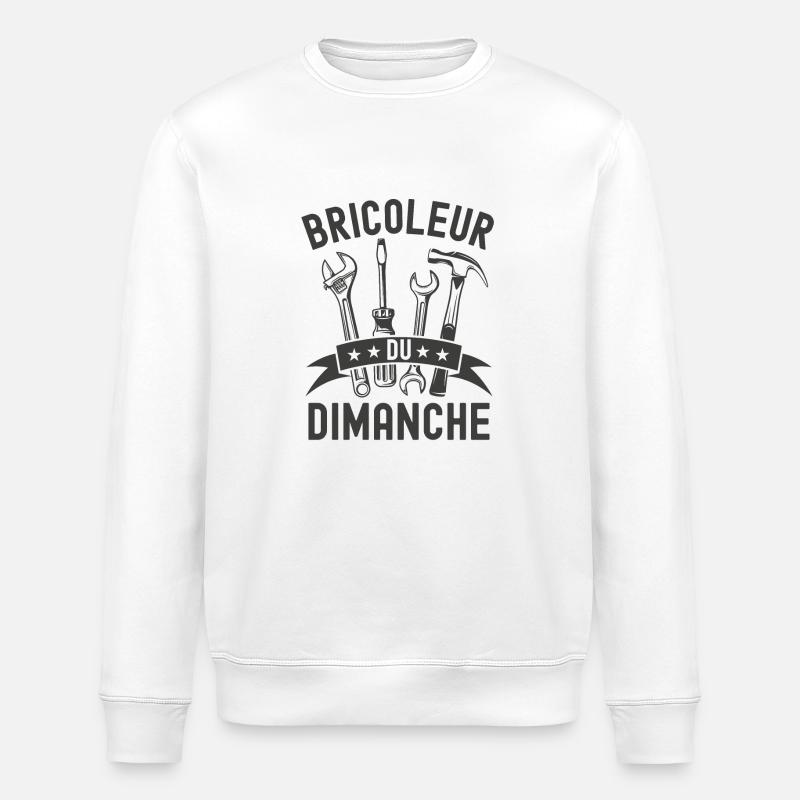 Bricoleur du dimanche humour - Sweat bio ROLLER Stanley/Stella Unisexe - blanc