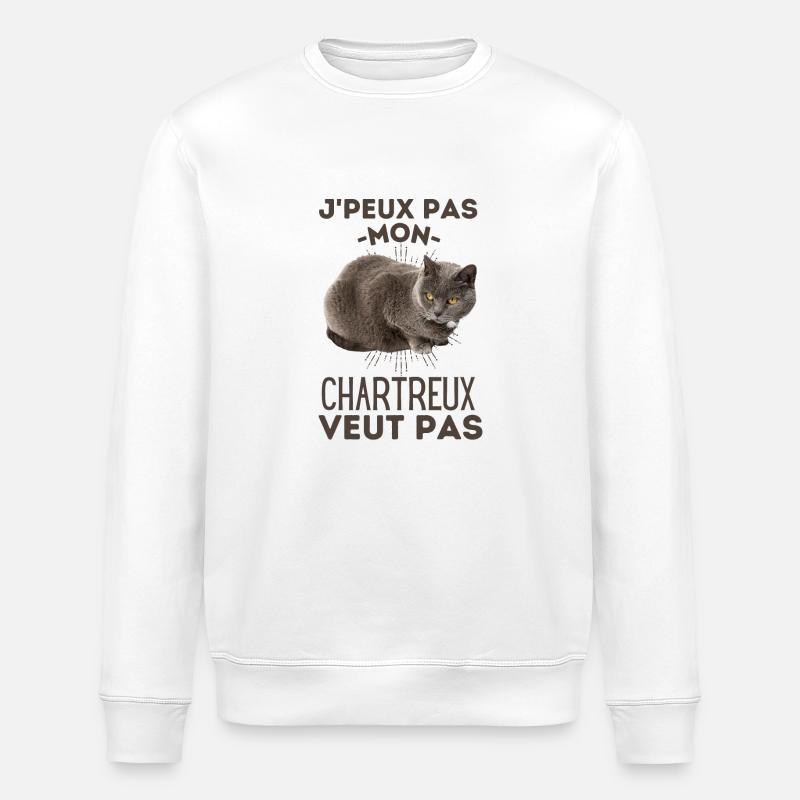 Chat de race chartreux - Sweat bio ROLLER Stanley/Stella Unisexe - blanc