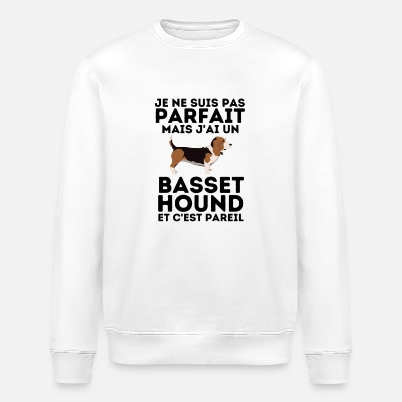 basset hound 4 - Sweat bio ROLLER Stanley/Stella Unisexe - blanc