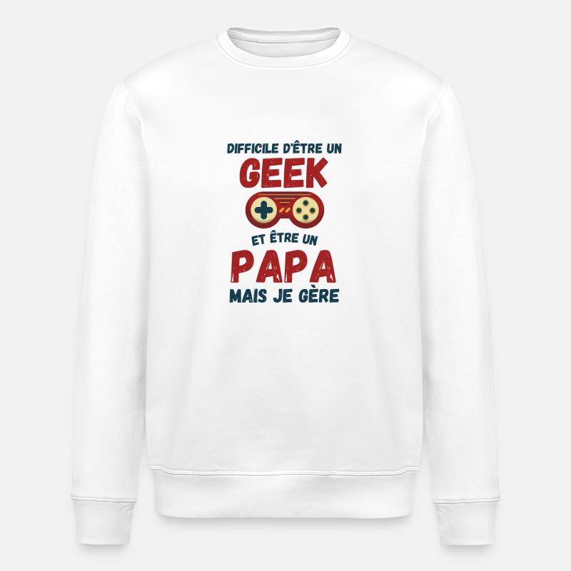 Papa geek 1 - Sweat bio ROLLER Stanley/Stella Unisexe - blanc