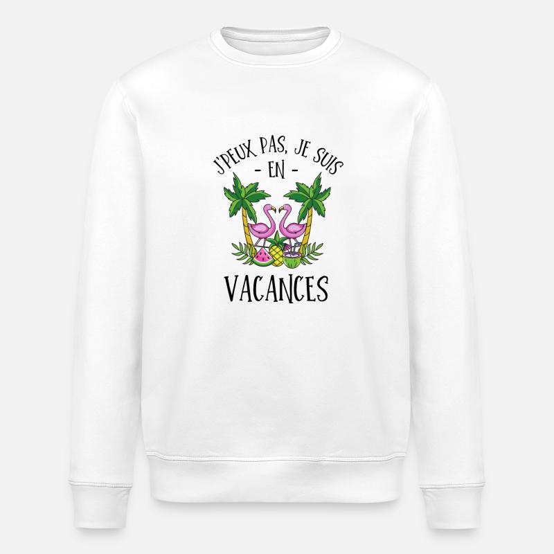 Flamant rose vacances - Sweat bio ROLLER Stanley/Stella Unisexe - blanc