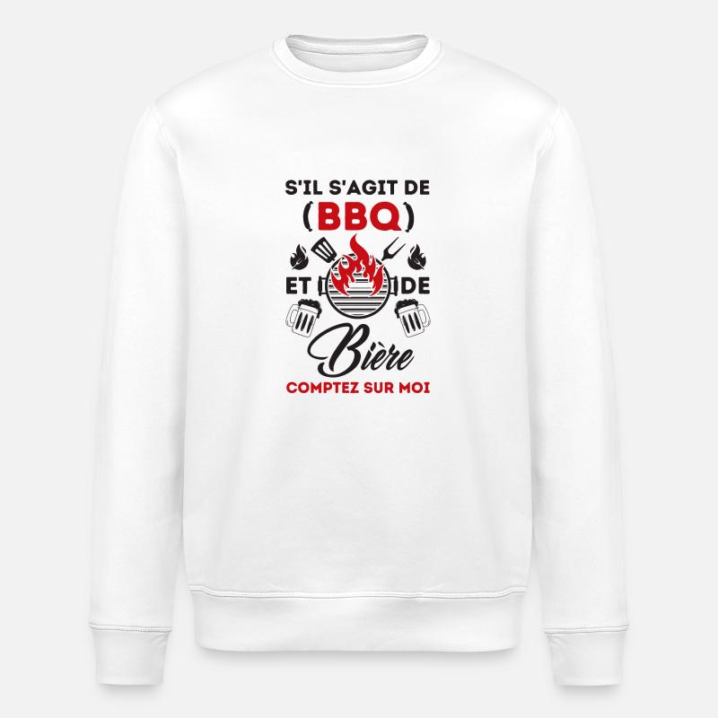 Barbecue et bière 1 - Sweat bio ROLLER Stanley/Stella Unisexe - blanc