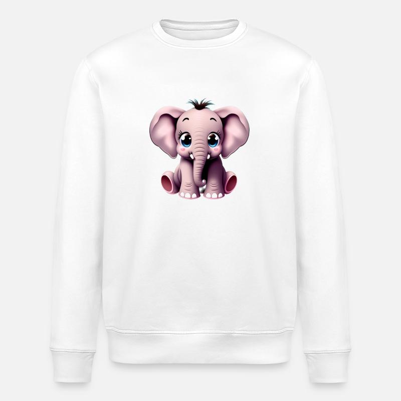 Baby-Elefant - Stanley/Stella Unisex Bio-Sweatshirt ROLLER - Weiß